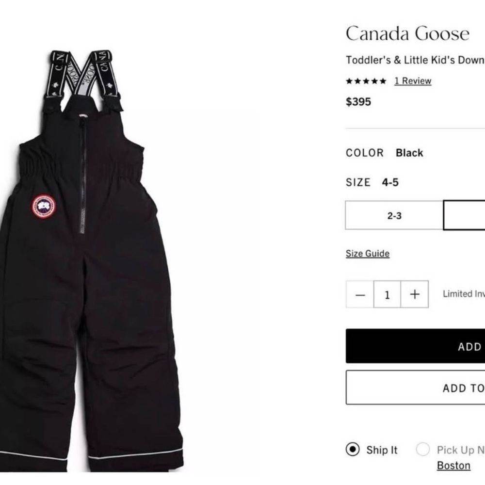 Canada Goose Kids Black Overalls - Picture 5 of 9